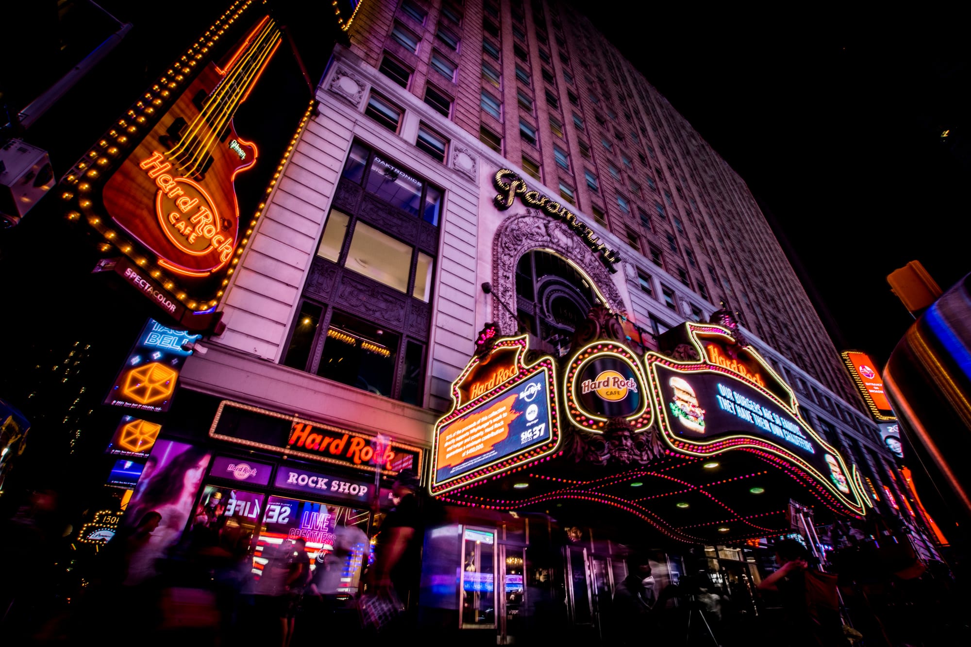 HARD ROCK CAFE - TIMES SQUARE RESTAURANT - NEW YORK CITY AT NIGHT