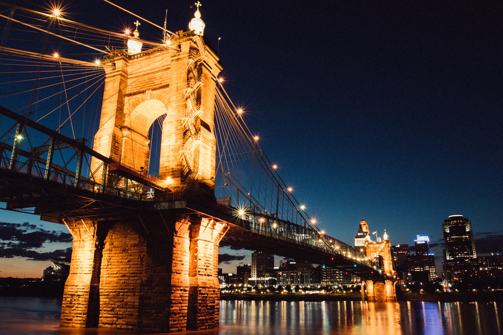 ROEBLING SUSPENSION BRIDGE VIEW FROM COVINGTON, KY