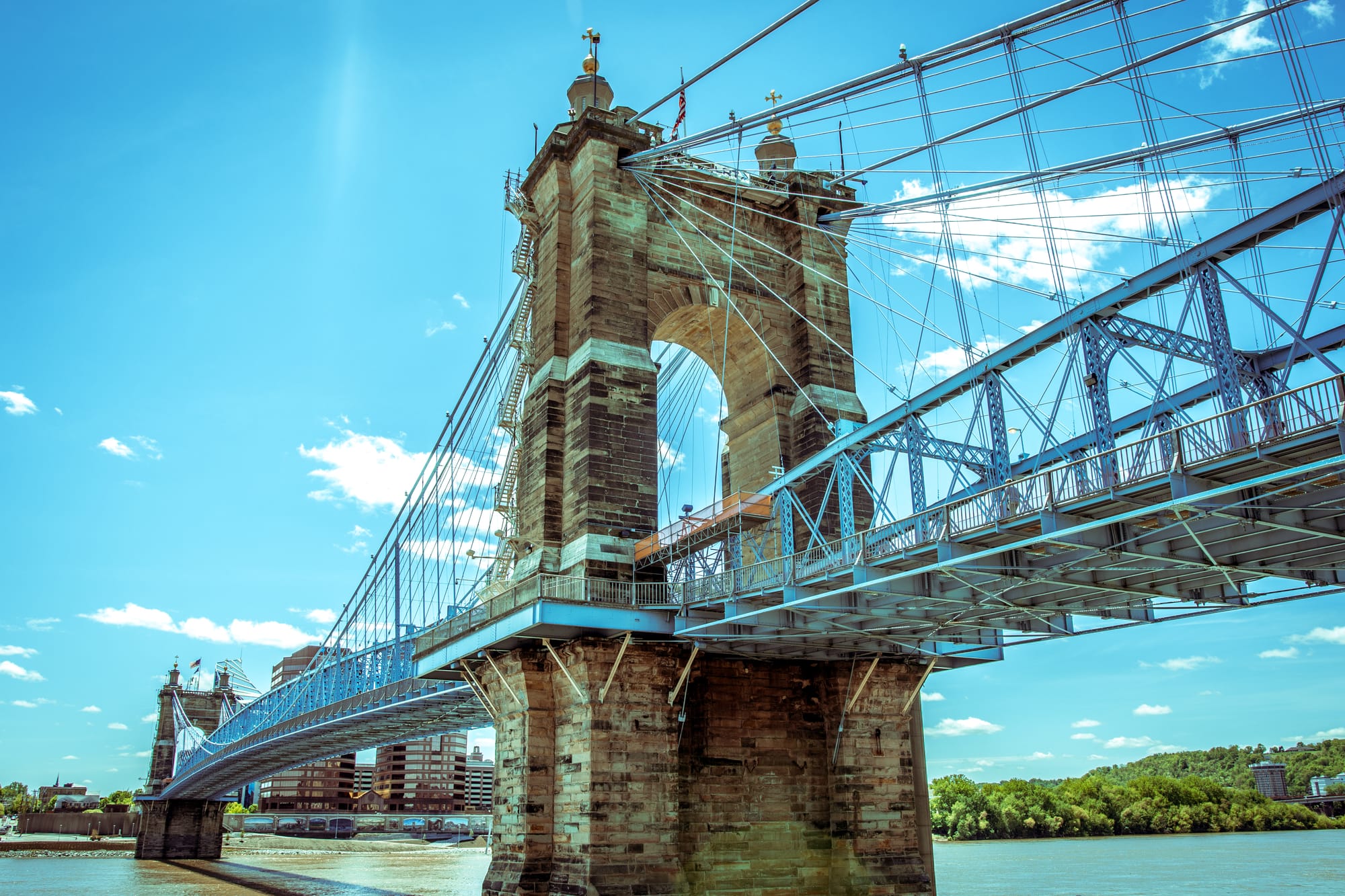 ROEBLING SUSPENSION BRIDGE VIEW FROM CINCINNATI