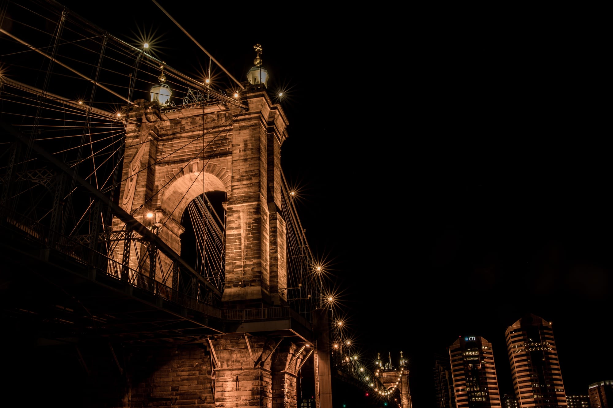 ROEBLING SUSPENSION BRIDGE VIEW FROM CINCINNATI