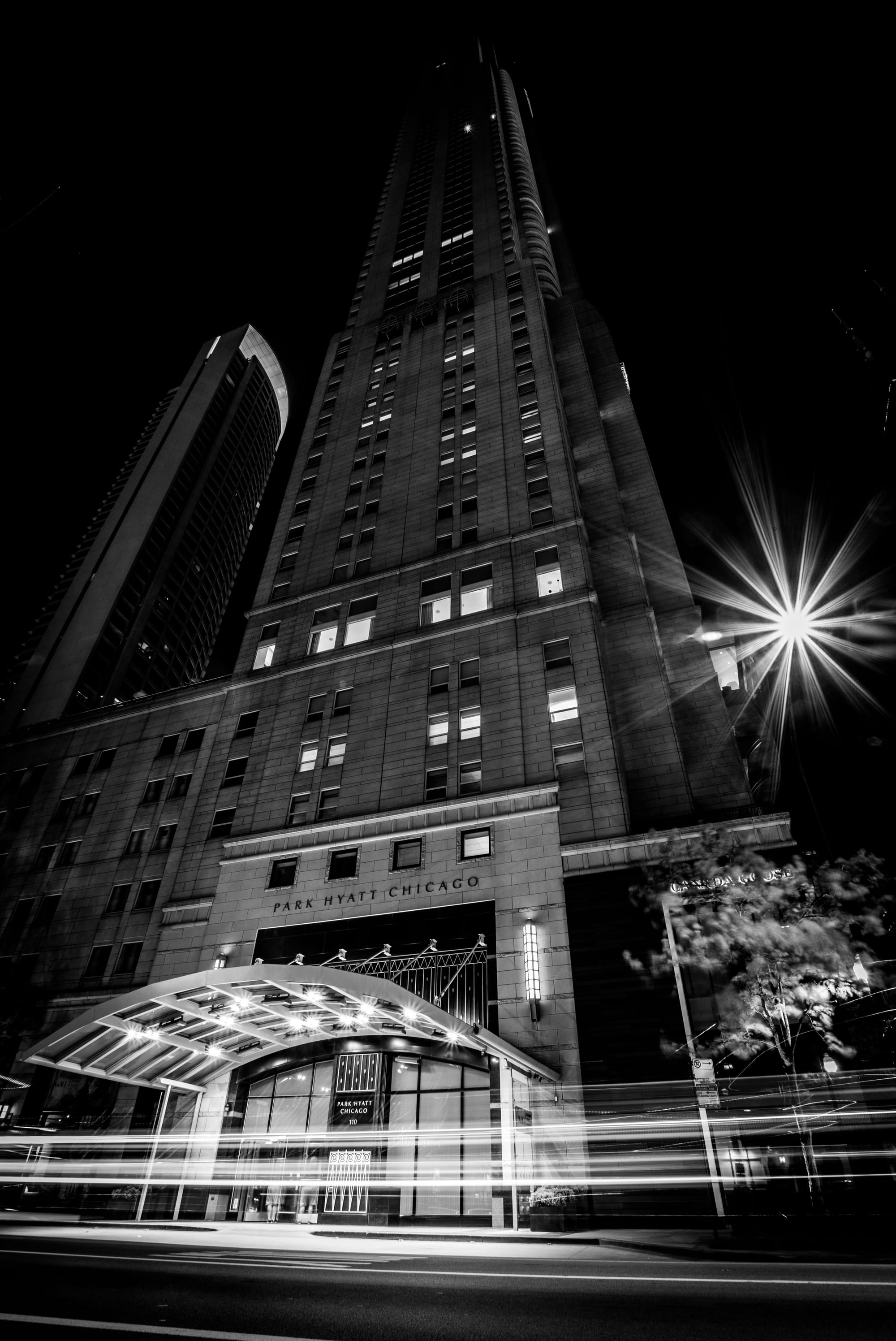 PARK HYATT CHICAGO AT NIGHT | B&W