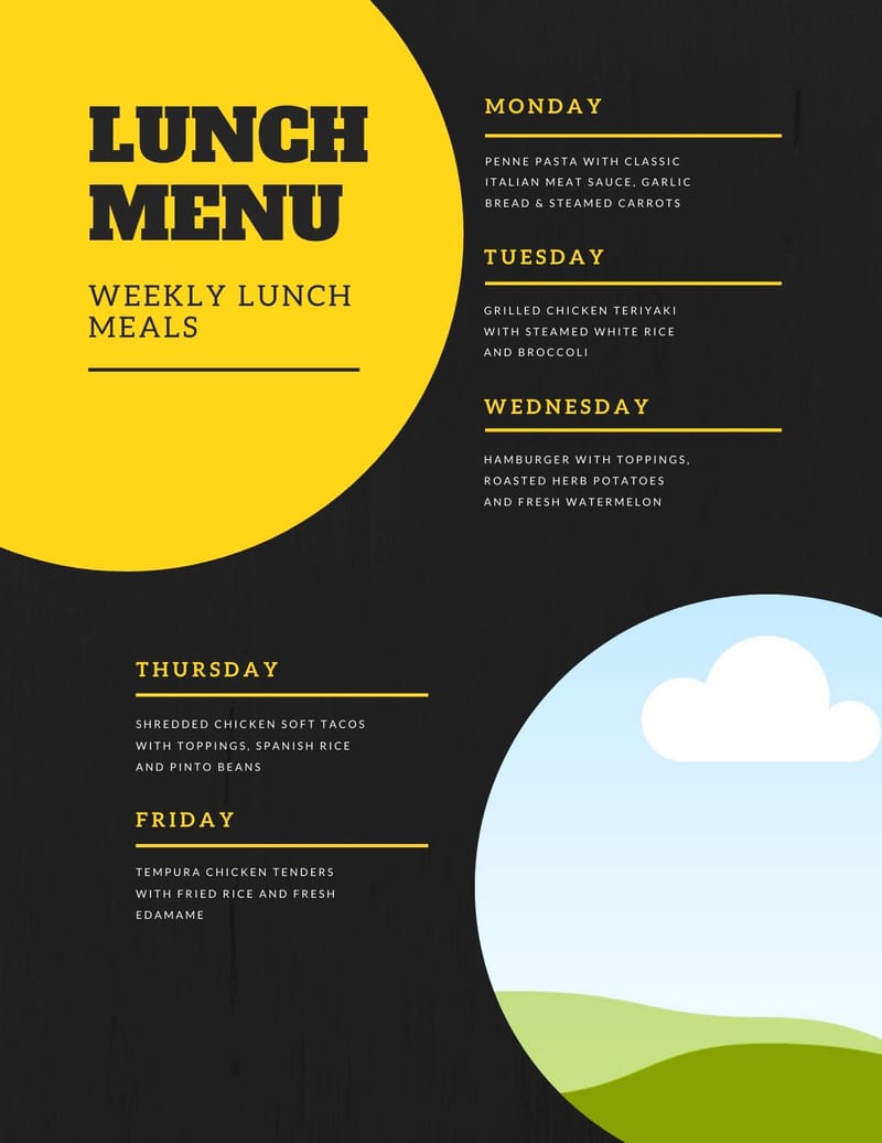 DAILY MEAL SAMPLE MENU