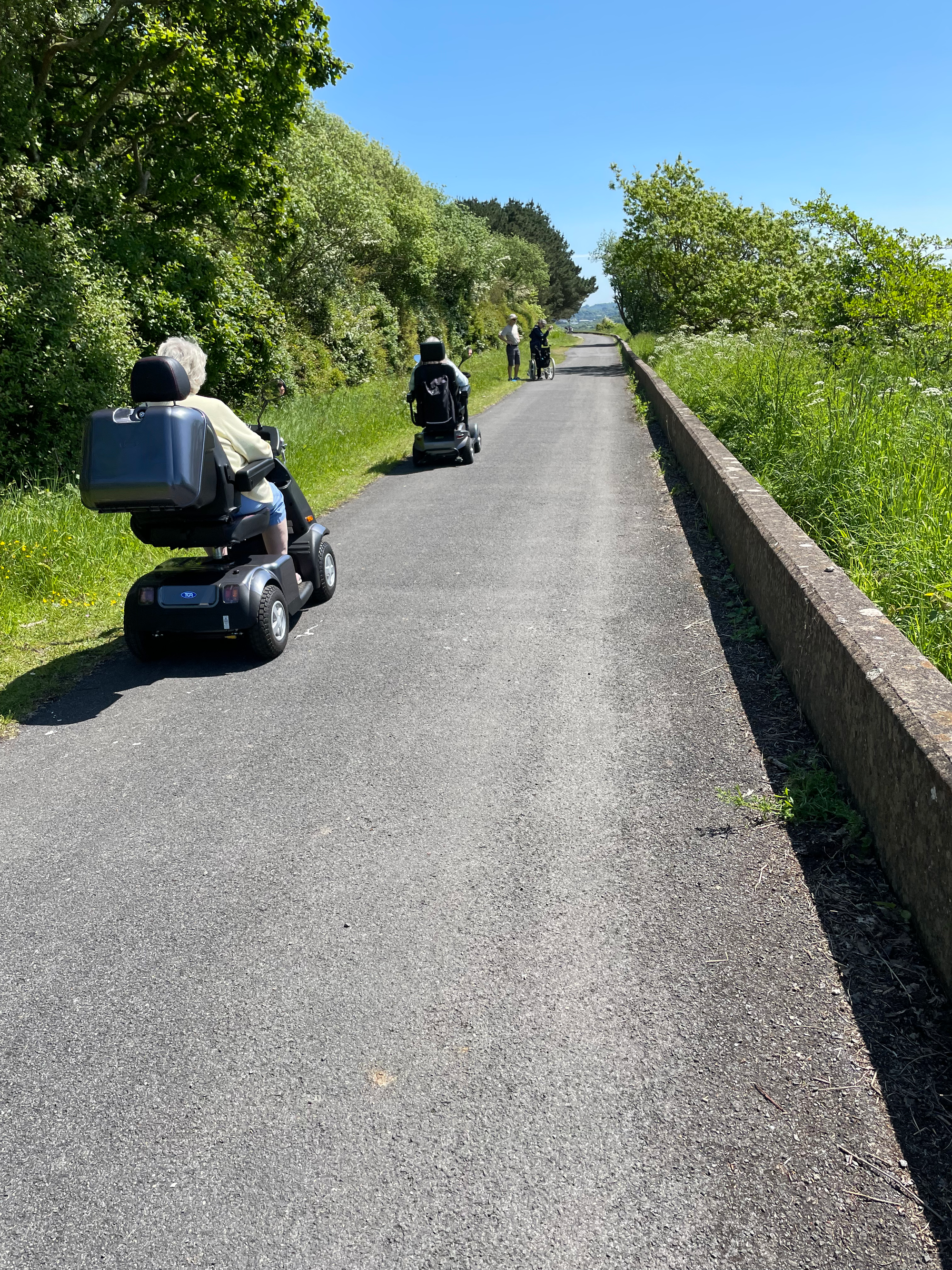 Day 5 - This is not a racetrack for mobility scooters, its the surfaced path around Barnstaple estuary. This was something of a low point for me, I was overtaken by both ladies and sadly even by the wheelchair thats in the lead !