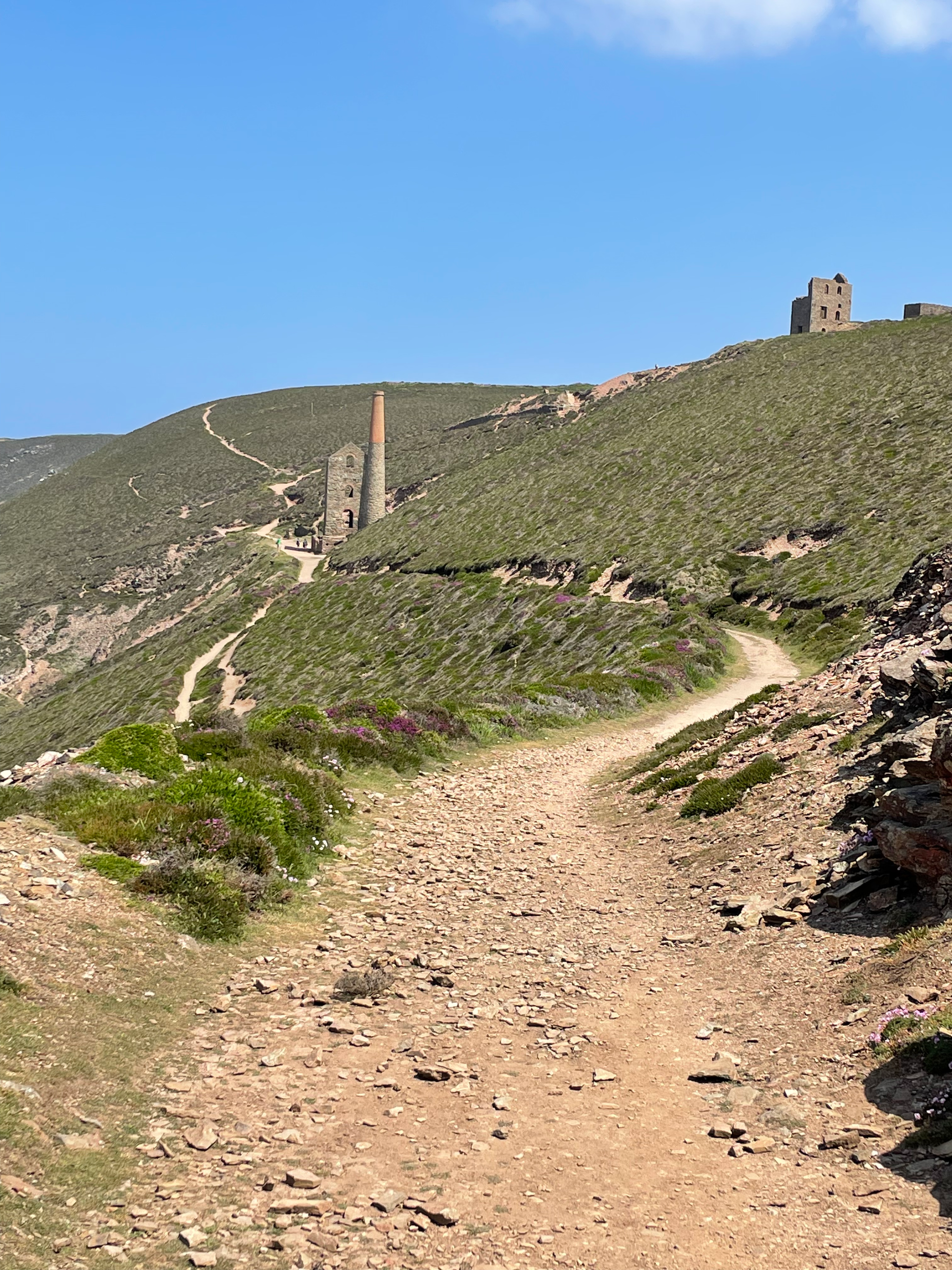 Day 19 - The path coming out of St Agnes showing the old mine buildings