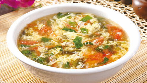 Seaweed Tomato Egg Drop Soup