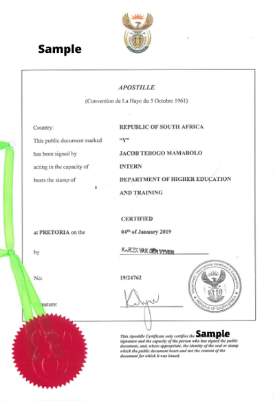 What does an Apostille from South Africa look like? image