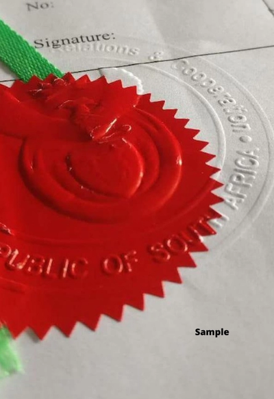 What does an Apostille from South Africa look like? image