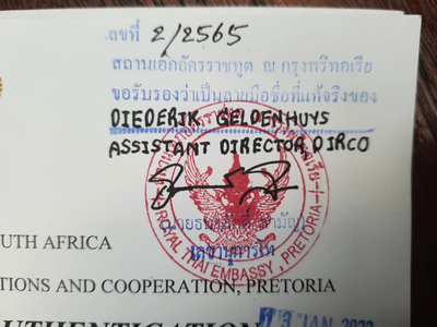 Thailand EMBASSY Attestation IN PRETORIA Service image