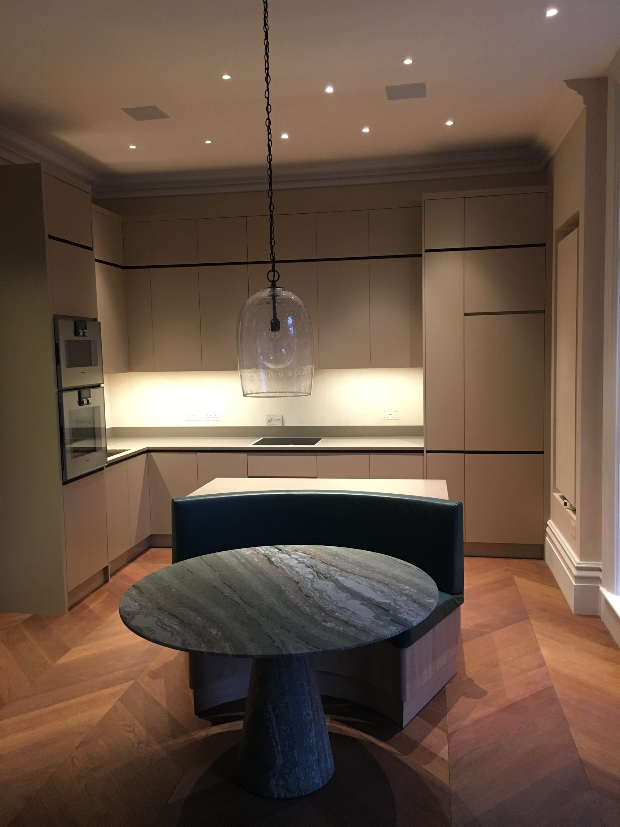 Handmade kitchen installed in this SW3 riverside apartment flat refurbishment.