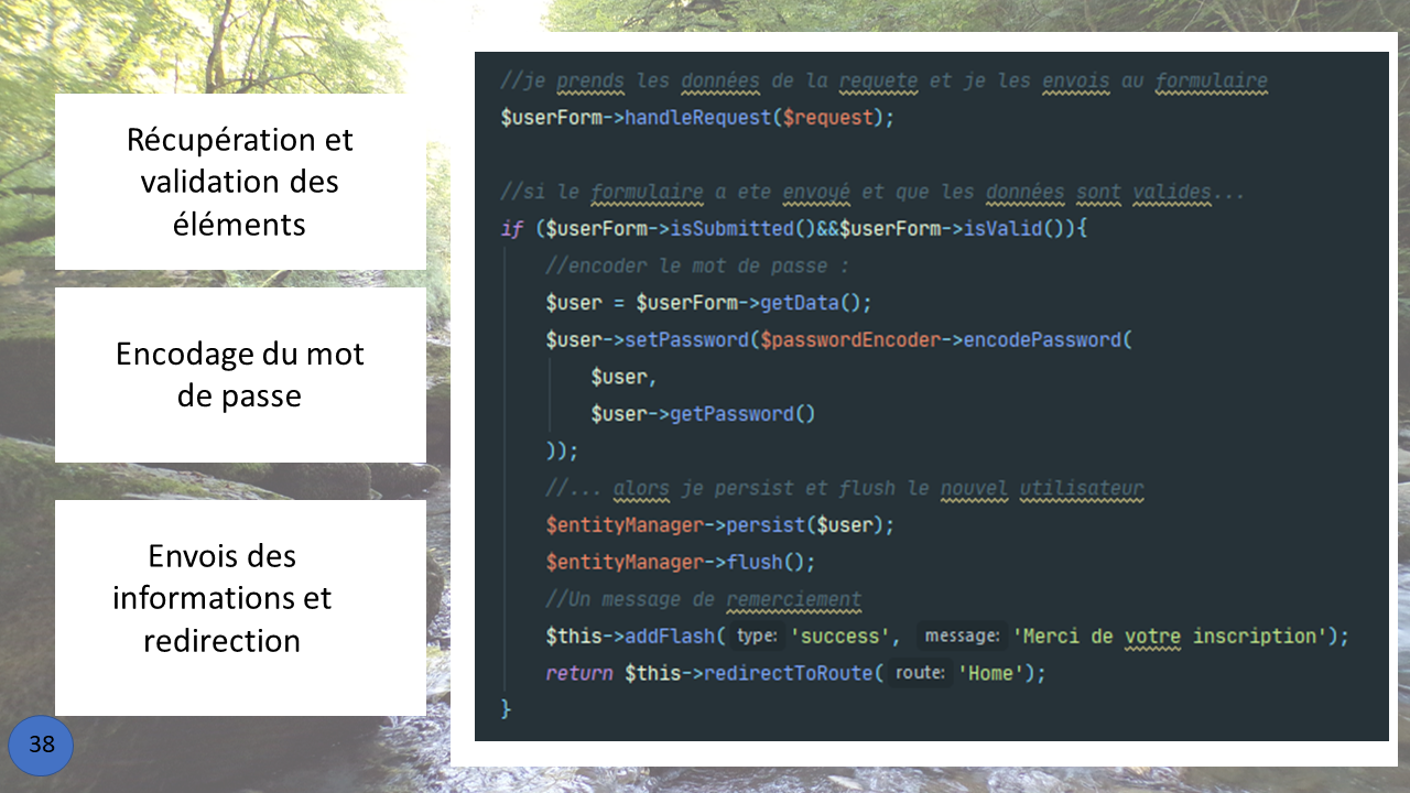 La présentation d'une fonction créée en Back