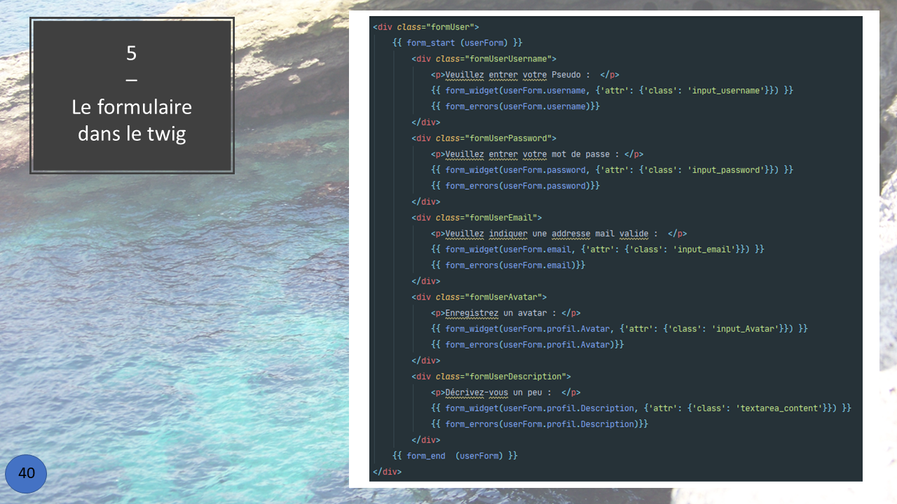 La présentation d'une fonction créée en Back