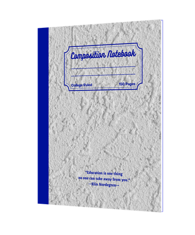 Composition Notebook:  Textured greyish-white in color with 150 college ruled pages