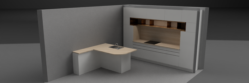 Cocina con peninsula // KItchen with half island