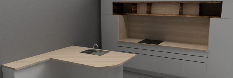 Cocina con peninsula // KItchen with half island