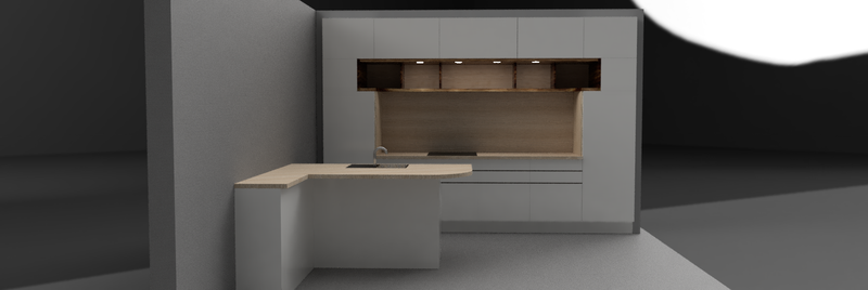 Cocina con peninsula // KItchen with half island