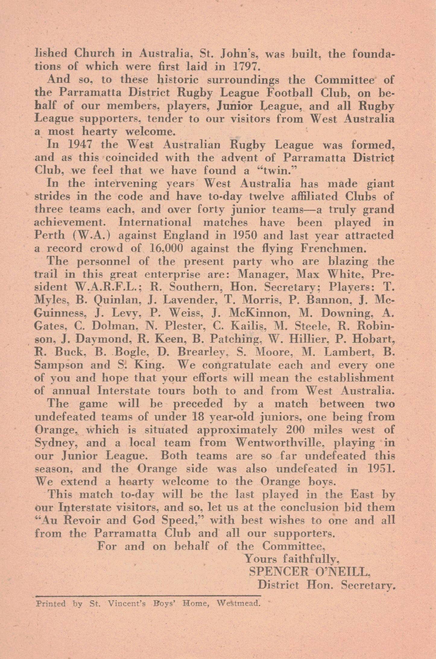 1952 vs Parramatta
