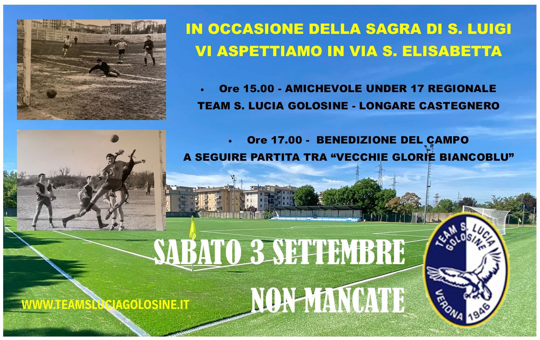 SABATO 3 SETTEMBRE: APPUNTAMENTO IMPERDIBILE