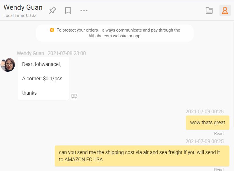 SAMPLE CONVERSATION WITH THE SUPPLIER