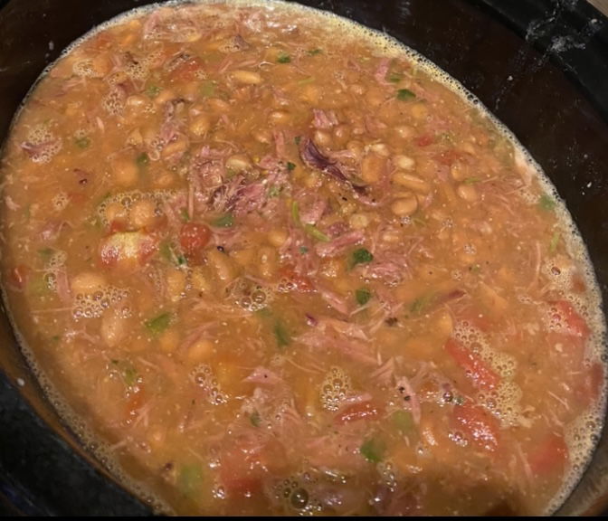 Large Bowl of Jaken's Famous Chara Beans & Cornbread Muffin