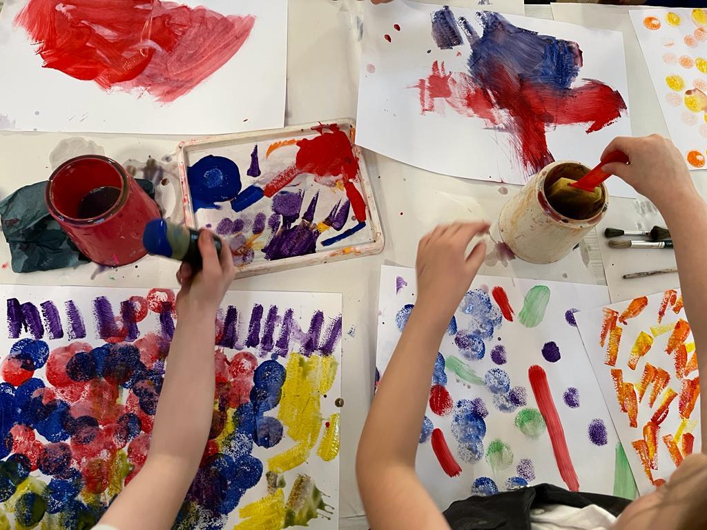 Self-portraits at Shelley First School with Reception Class.