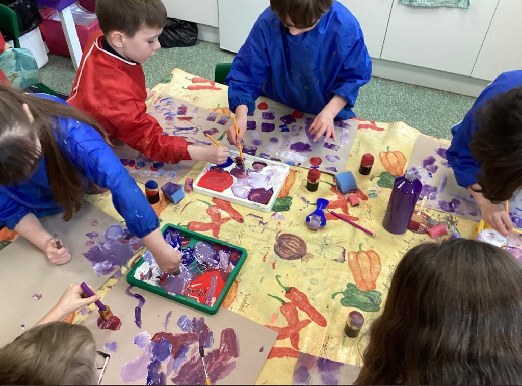 Reception Class mixed media work on colours from around the world.