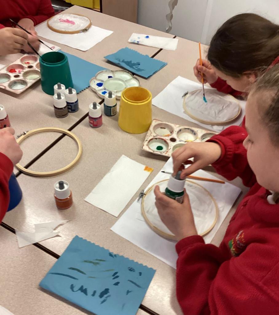 Year 5 batik silk painting work.