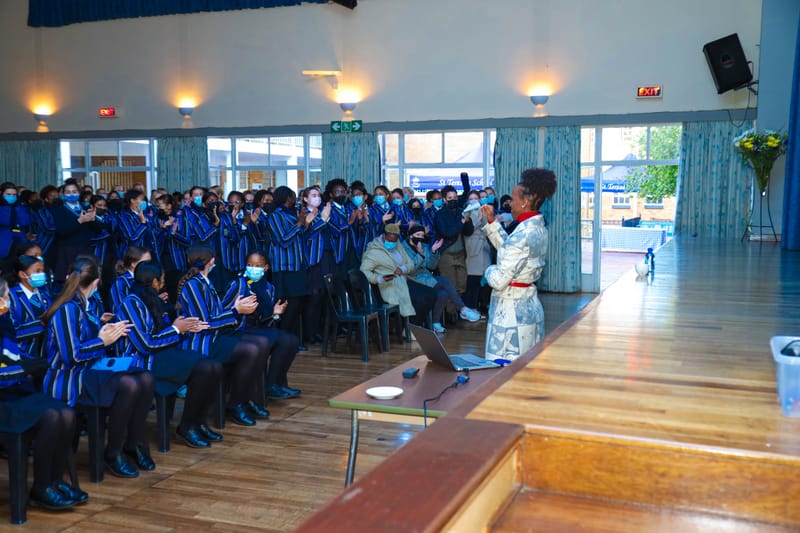 khanyi Mlambo celebrating Youth Day at School  Mother Teressa.