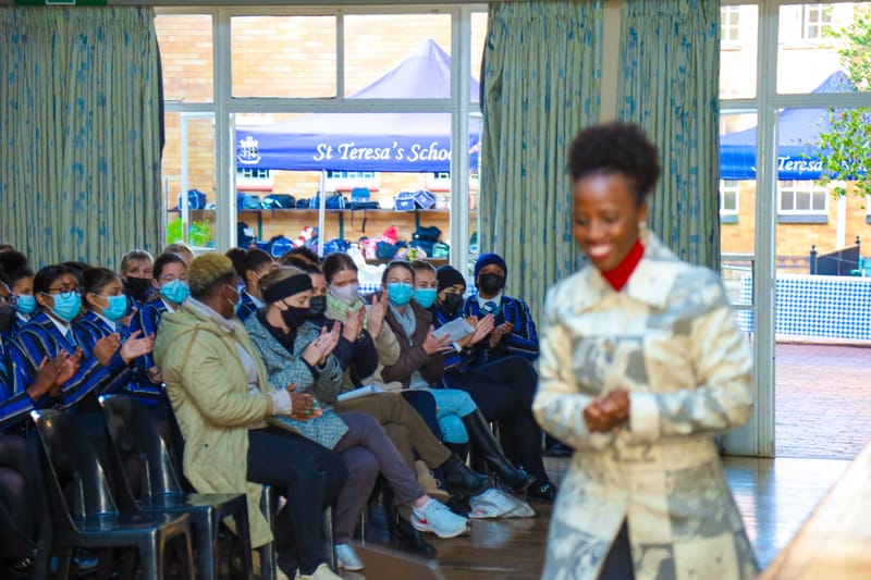 khanyi Mlambo celebrating Youth Day at School  Mother Teressa.