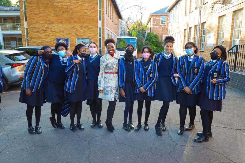 khanyi Mlambo celebrating Youth Day at School  Mother Teressa.