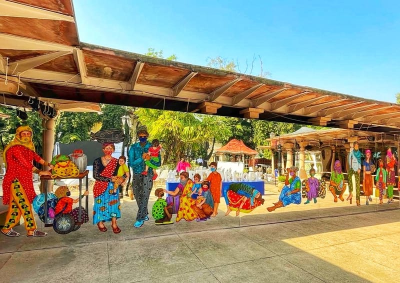  DEPLACEMENT OF EXISTENCE(2022) Plywood Cutouts over the mirror, 36x 7 feet