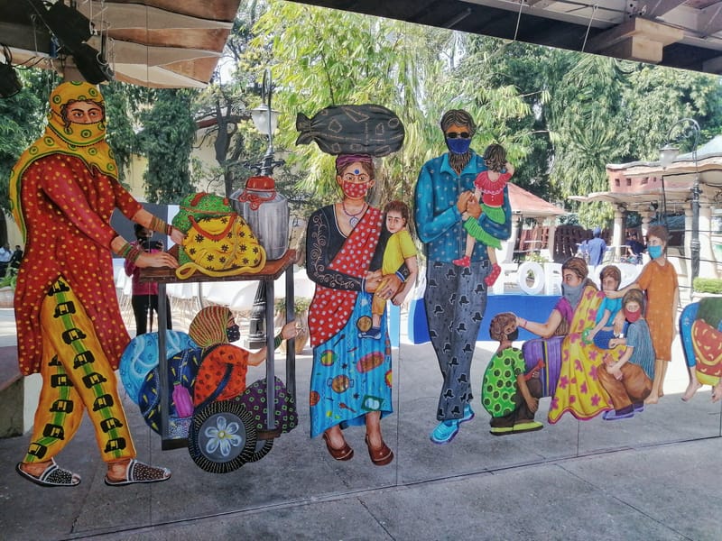  DEPLACEMENT OF EXISTENCE(2022) Plywood Cutouts over the mirror, 36x 7 feet