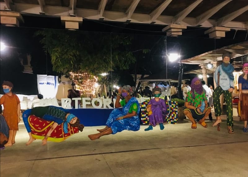  DEPLACEMENT OF EXISTENCE(2022) Plywood Cutouts over the mirror, 36x 7 feet