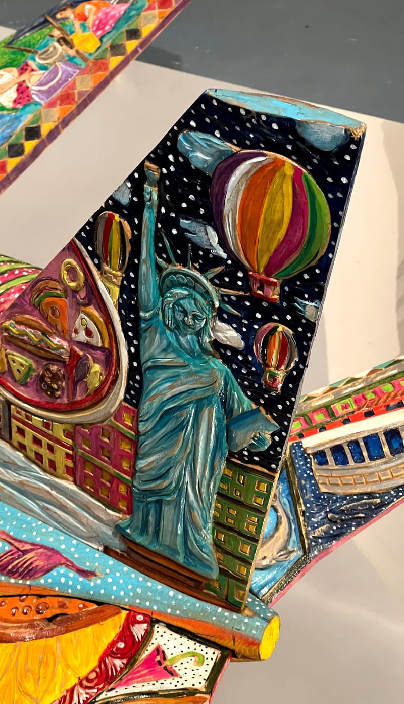 Airborne Crossroads (2023) Variable, Acrylic on Wood with Mirror Surface