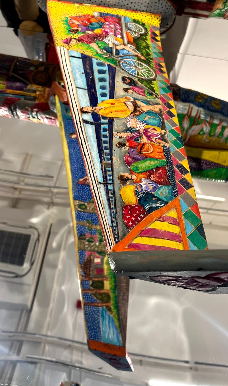 Airborne Crossroads (2023) Variable, Acrylic on Wood with Mirror Surface