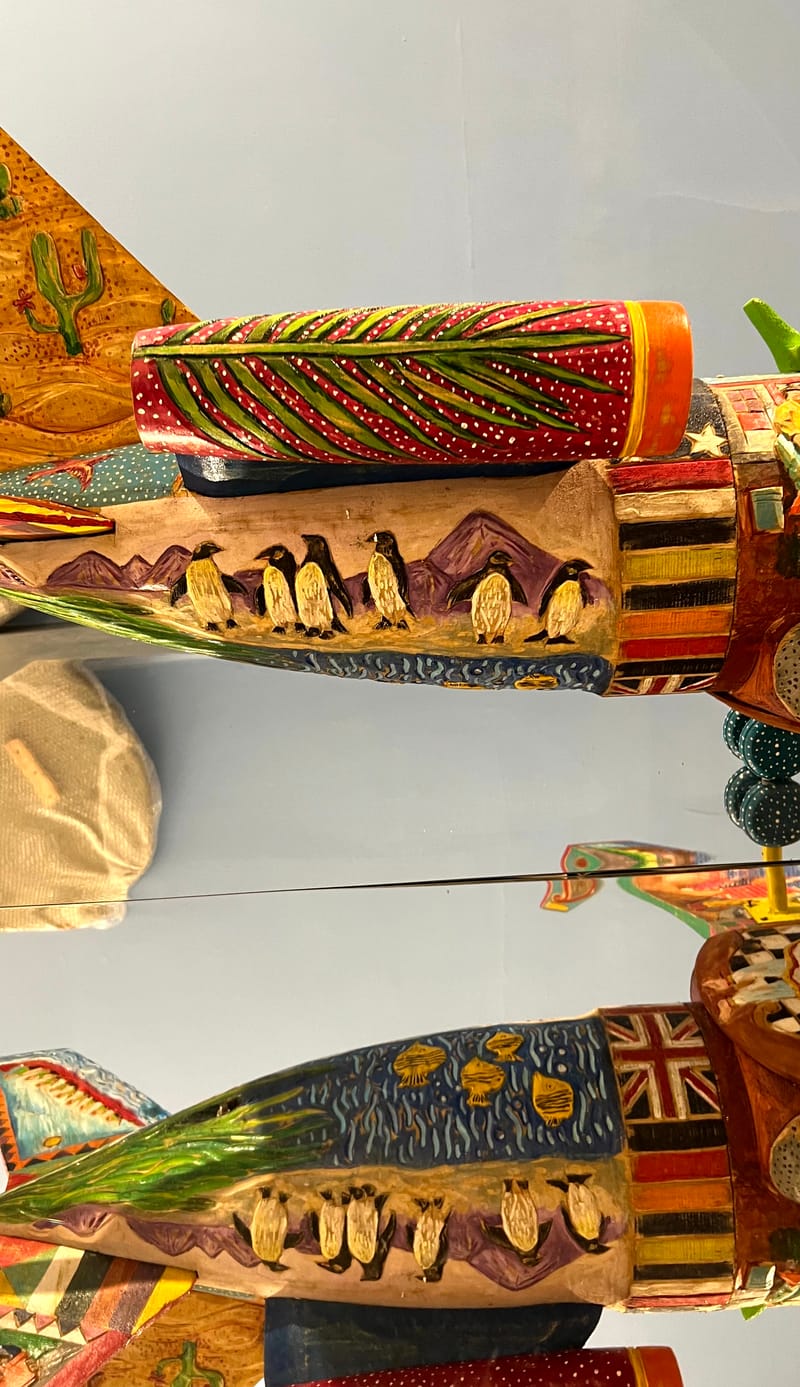 Airborne Crossroads (2023) Variable, Acrylic on Wood with Mirror Surface