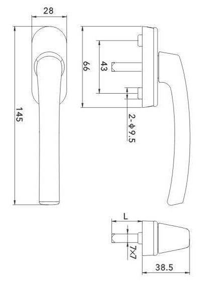  Short neck door handle SL 38