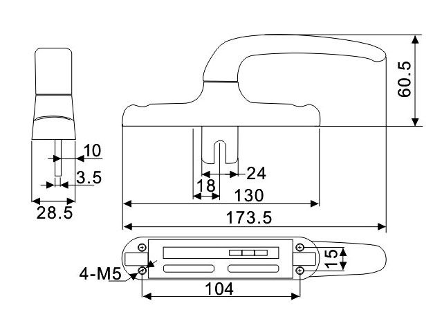 Cremone handle (Single Fork) HD 14