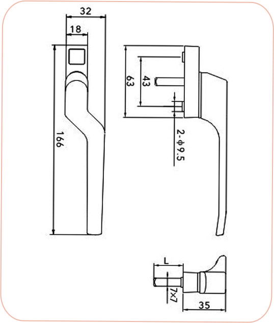 Short neck window handle SL 37