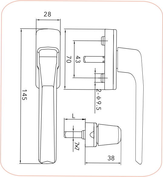 Short neck door handle SL 50