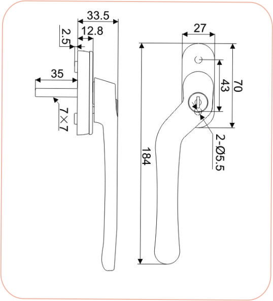 Short neck door handle with key(Right &Left) SL 47K