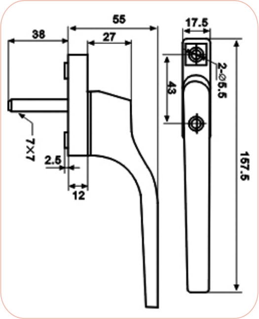 Casement window handle HD 33