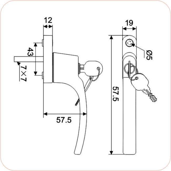 Casement window handle HD 35B