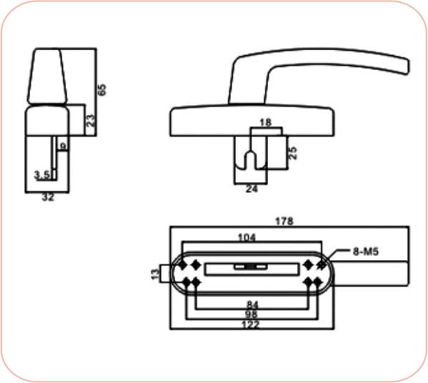 Cremone handle (Single Fork) HD 15