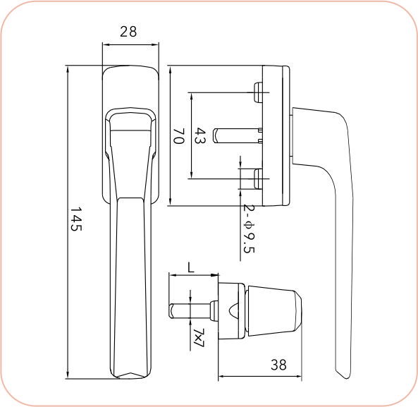 Short Neck Door Handle SL 50