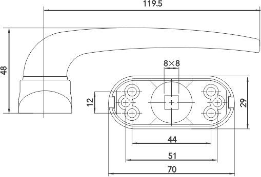 Mortice Handle HD 25