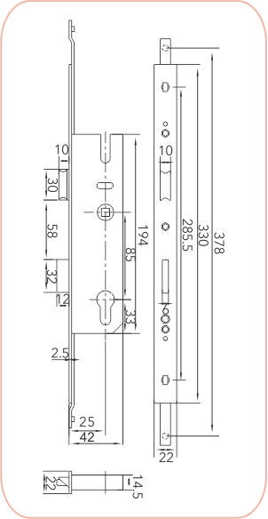 Multipoint Mortise Lock Body 