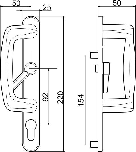 Sliding lockable patio handle both side SL 33