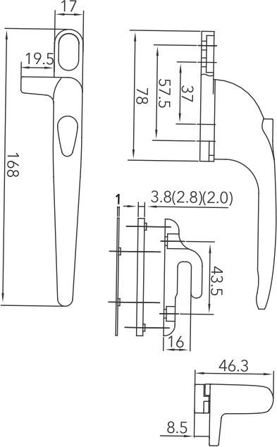 Single point window handle with key HD 02
