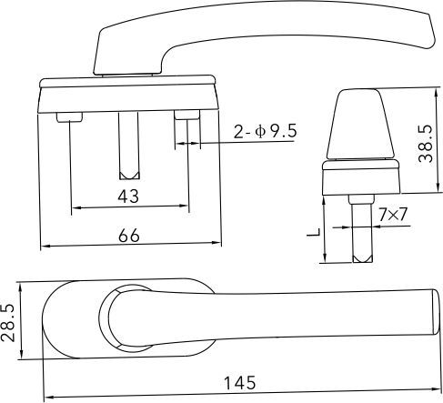 Short Neck Door handle SL 38