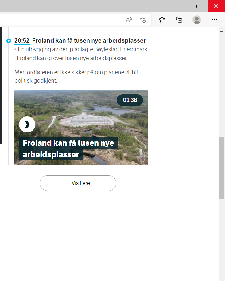 NRK Sørlandet 14.09.22, Froland kan få tusen nye arbeidsplasser